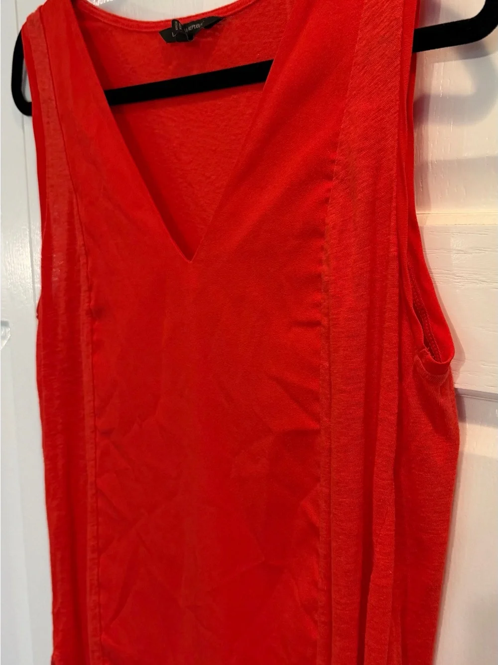 Banana Republic Fire Red / Orange V-Neck Sleeveless Tank Cotton Knit - Picture 6 of 11